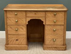 ANTIQUE PINE KNEE HOLE DESK, twin pedestal, 83 (h) x 123 (w) x 50cms (d) Provenance: private