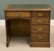 MODERN OAK SINGLE PEDESTAL DESK, with tooled top, 79 (h) x 92 (w) x 55cms (d) Provenance: private