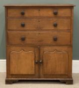 OAK TALLBOY, c. 1900, three drawers over three cupboard doors, 88 (h) x 76 (w) x 38cms (d)