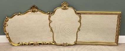 DECORATIVE GILT FRAMED MIRRORS, various sizes, including bevelled glass oblong, 72 x 102cms,