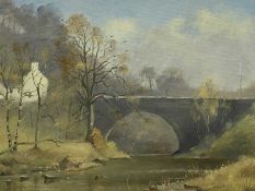 ‡ W. RADCLIFFE (British, 20th Century) oil on canvas – river and bridge with house to side, signed