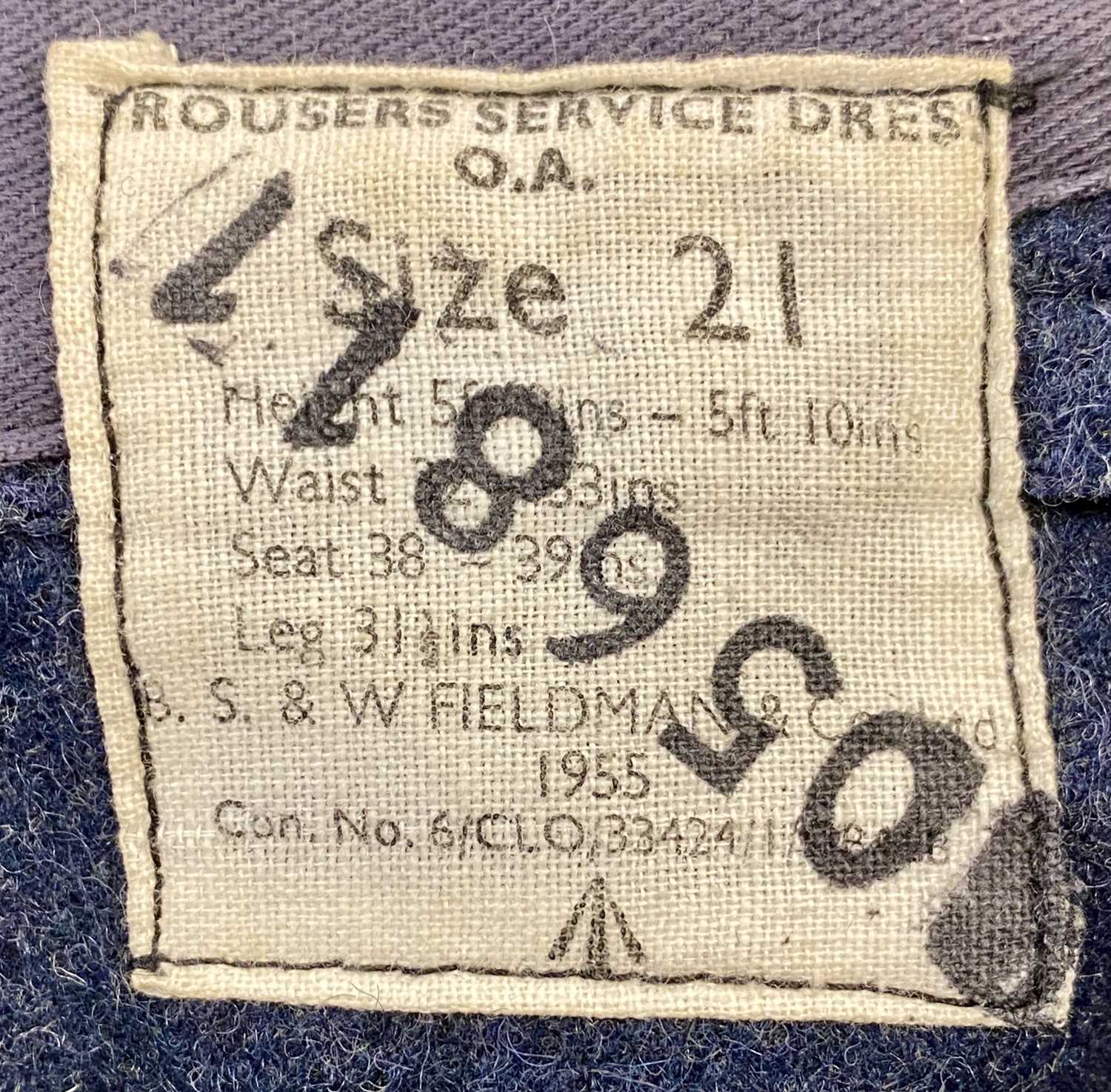 WWII PERIOD ROYAL AIR FORCE SERVICE JACKET AND TROUSERS, jacket size 10, trousers size 21 with - Image 7 of 7