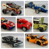 LEGO TECHNIC MOTOR CARS, including Land Rover Defender, 43cms (l), and F1 racing car, 56cms (l), all