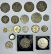 ASSORTMENT OF COINS, some silver, including Victoria 1900 Crown, two Victoria 1889 double Florens,