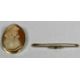 WHITE & YELLOW GOLD BAR BROOCH, set with sapphire and seed pearls, stamped '585', 6.5cms (l), 4. - Image 1 of 4