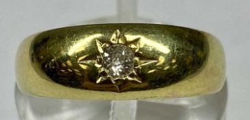 18CT GOLD RING SET WITH SMALL DIAMOND, size L, 3.2gms Provenance: private collection Conwy