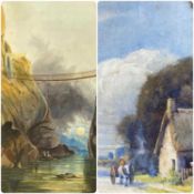 EARLY 19TH CENTURY watercolour - rope bridge near South Stack, Holyhead, attributed to Sir Alexander