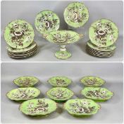 WEDGWOOD 'HOLLYHOCK' PATTERN DESSERT SERVICE, late 19th century, including pedestal two-handled