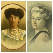 UNKNOWN (late 19th/early 20th century) watercolour - head and shoulder portrait of a lady, unsigned,