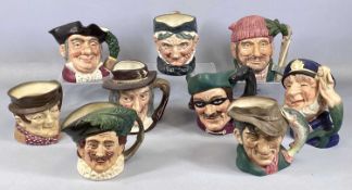 NINE ROYAL DOULTON CHARACTER JUGS including 'Izaak Walton' D6404, 'Mine Host' D6468, 'Dick Turpin'