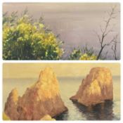 ‡ GUIDO ODIERNA (Italian, 1913 - 1991) pair of oils on canvas - coastal views, signed lower left,