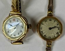 TWO 9CT GOLD LADIES' WRISTWATCHES, 41gms gross including plated bracelets Provenance: private