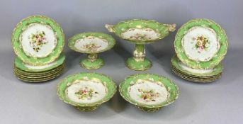 ENGLISH PORCELAIN DESSERT SERVICE, late 19th century, hand painted floral detail on a cream ground