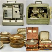 TWO VINTAGE BELL & HOWELL FILM PROJECTORS, Model 631 and Filmosound, with a quantity of film reels