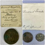 LARGE EGYPTIAN COPPER COIN OF PTOLEMY, reverse with standing eagle, 46.5gms, 40mms (diam.)