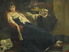 ‡ ALBERT LUDOVICI JR. (British, 1852 - 1932) oil on canvas - portrait of lady reclining in chair,