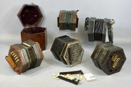 FIVE 19TH CENTURY ENGLISH SYSTEM CONCERTINAS, Lachenal & Co. and others including two 48 button (for