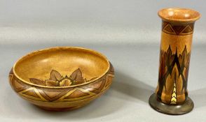 CLEWS & CO. OF TUNSTALL 'CHAMELEON WARE' BOWL & VASE, bowl 30cms (diam.), vase 25cms (h) Provenance: