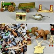 ASSORTED VINTAGE COLLECTABLE TOYS including Japanese tinplate, fabric and plastic battery