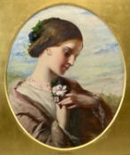 ATTRIBUTED TO CHARLES BAXTER (British 1809 - 1879) oval oil on canvas - head and shoulder portrait