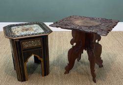 TWO OCCASIONAL TABLES, comprising Syrian table with shell inlay, 50 (h) x 44 (w) x 44cms (d), and