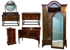 ASSORTED BEDROOM FURNITURE, comprising walnut marquetry suite of mirrored wardrobe, matching