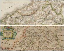 CHRISTOPHER SAXTON hand coloured engraved map of Glamorgan, 29 x 35cms, together with another
