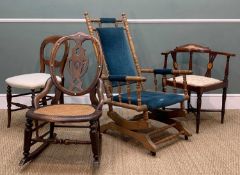 ASSORTED OCCASIONAL CHAIRS, including Georgian style marquetry inlaid corner chair, American rocking