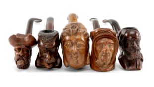 ASSORTED TOBACCO PIPES, carved with novelty heads and including a Greek gentleman, Arab Sheikh,