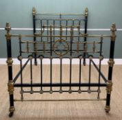 VICTORIAN BRASS & IRON 'DOUBLE' BEDSTEAD, head height 155cms, foot end height 128cms, 194cms