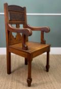 1923 LLANGYNIN EISTEDDFOD OAK CHAIR, 107 (h) x 55cms (w) Provenance: private collection Swansea