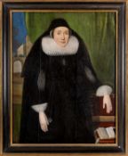 EARLY 17TH C. ANGLO-DUTCH SCHOOL, oil on panel - portrait of a lady, wearing lace ruff and cuffs