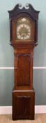 18TH C. WELSH OAK LONGCASE CLOCK, John Lewis of Llanidloes, 30-hour movement, calendar aperture