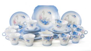 SHELLEY 'BLUE PHLOX' BONE CHINA TEA SERVICE, pattern no. W12189, comprising 9 cups, 9 saucers, 12