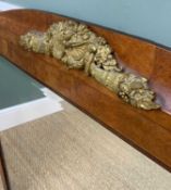 EARLY 20TH C. BURR WALNUT & ROSEWOOD CROSSBANDED OVERMANTEL MIRROR, gilt metal-mounted appliques,