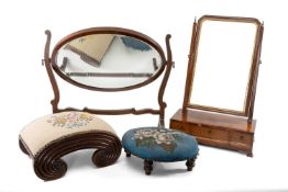 ASSORTED OCCASIONAL FURNITURE, comprising George II style walnut dressing table mirror with box