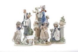 LLADRÓ 'FOUR SEASONS' FIGURINES including, Fall Clean Up 5286, Winter Frost 5287, Glorious Spring