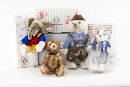 FOUR MODERN STEIFF LIMITED EDITION TEDDY BEARS, comprising 'Happy' wearing a locket containing an