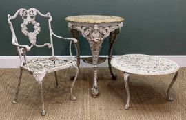 ASSORTED GARDEN FURNITURE comprising, cast iron Britannia table with associated top, aluminium
