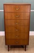 MID-CENTURY MEREDEW TEAK TALLBOY, six drawers, 128 (h) x 61 (w) x 46cms (d) Provenance: private