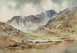 ‡ G.V. GADD watercolour - entitled verso, 'Llanberis Pass, N. Wales', signed, 25 x 37cms Provenance;