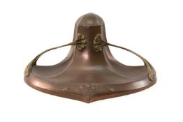 WMF COPPER & BRASS ART NOUVEAU INKSTAND, with hinged cover, 22.3cms (w) Provenance: private