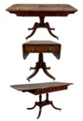 THREE GOOD ANTIQUE MAHOGANY TABLES including, LATE REGENCY MAHOGANY CROSSBANDED SOFA TABLE, two full