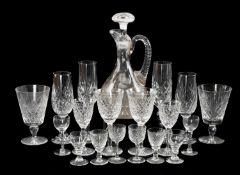 ASSORTED CUT GLASS, including grapevine engraved claret decanter (associated stopper), various
