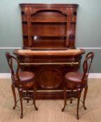 CONTINENTAL DOMESTIC BURR WOOD COCKTAIL BAR, probably Italian, with marble top, brass foot and