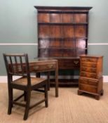 SMALL WELSH OAK DRESSER, associated later top above two drawer base with pot board base, 180 (h) x