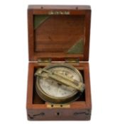 MAHOGANY CASED NEWTON & CO. BRASS COMPASS, signed silvered dial with address '3 Fleet Street,