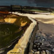 ‡ DONALD McINTYRE (British, lived / worked Wales 1923-2009) oil on board - entitled verso 'Evening