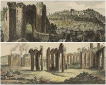 SAMUEL & NATHANIEL BUCK coloured engravings (a pair) - Neath Castle; Neath Abbey in the County of