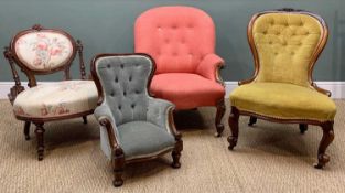 ASSORTED OCCASIONAL CHAIRS, including Victorian walnut nursing chair with floral printed fabric over